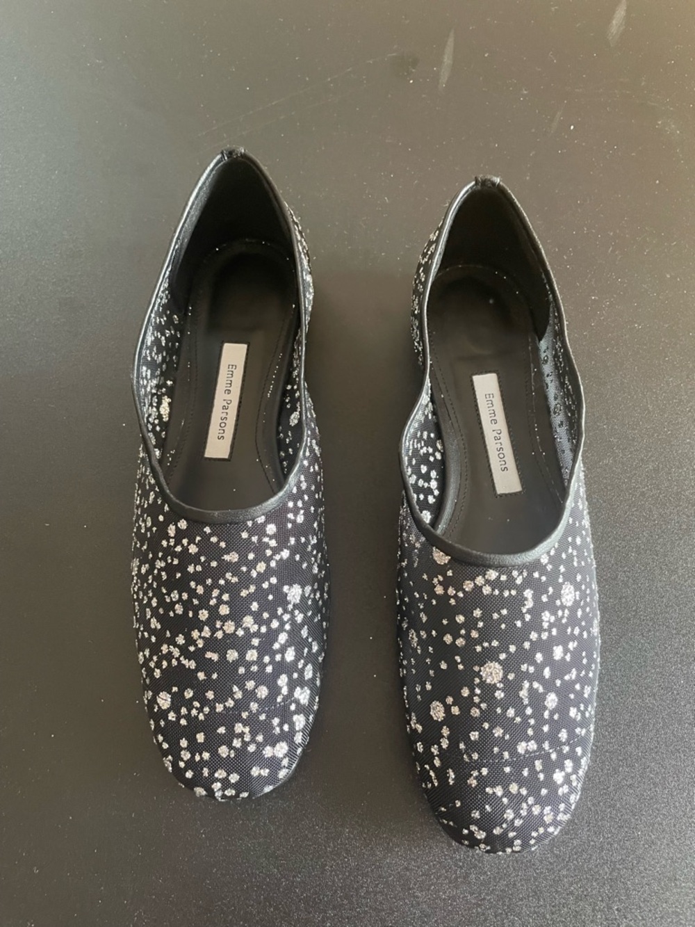 Emme Parsons Black Speckle Mesh Flats
